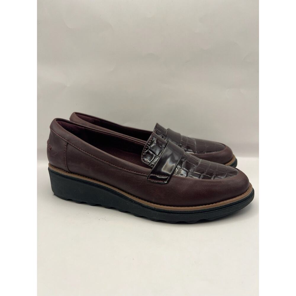 Clarks Sharon Gracie Loafers Burgandy Women Size 9.5